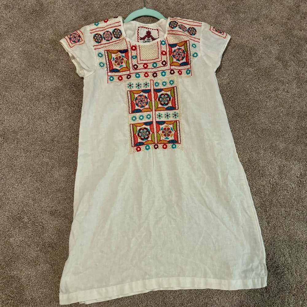 Johnnie Was Embroidered White Linen Dress XS